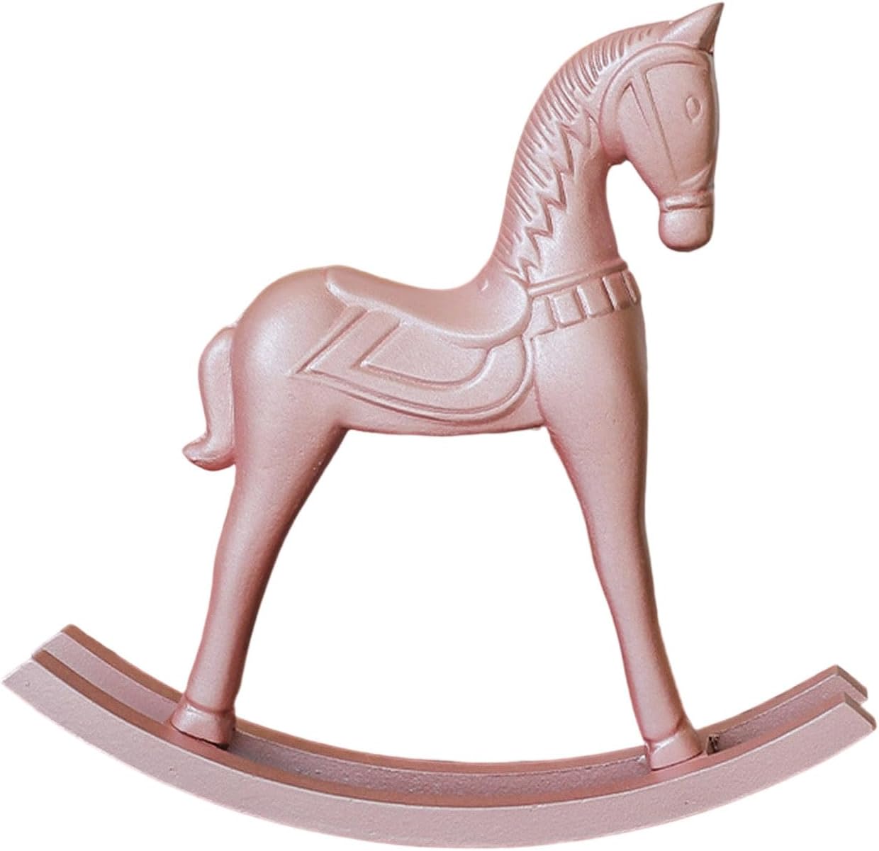 ordinarYone Wooden Pink Rocking Horse Miniature Figurine Nursery Decors European Styles Home Accent For Room