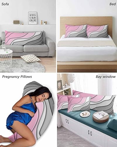 Miniatura 6 de Fundas de almohada geométricas de color rosa, tamaño Queen, 2 paquetes de fundas de almohada suaves para cama, fundas decorativas de lujo, funda de