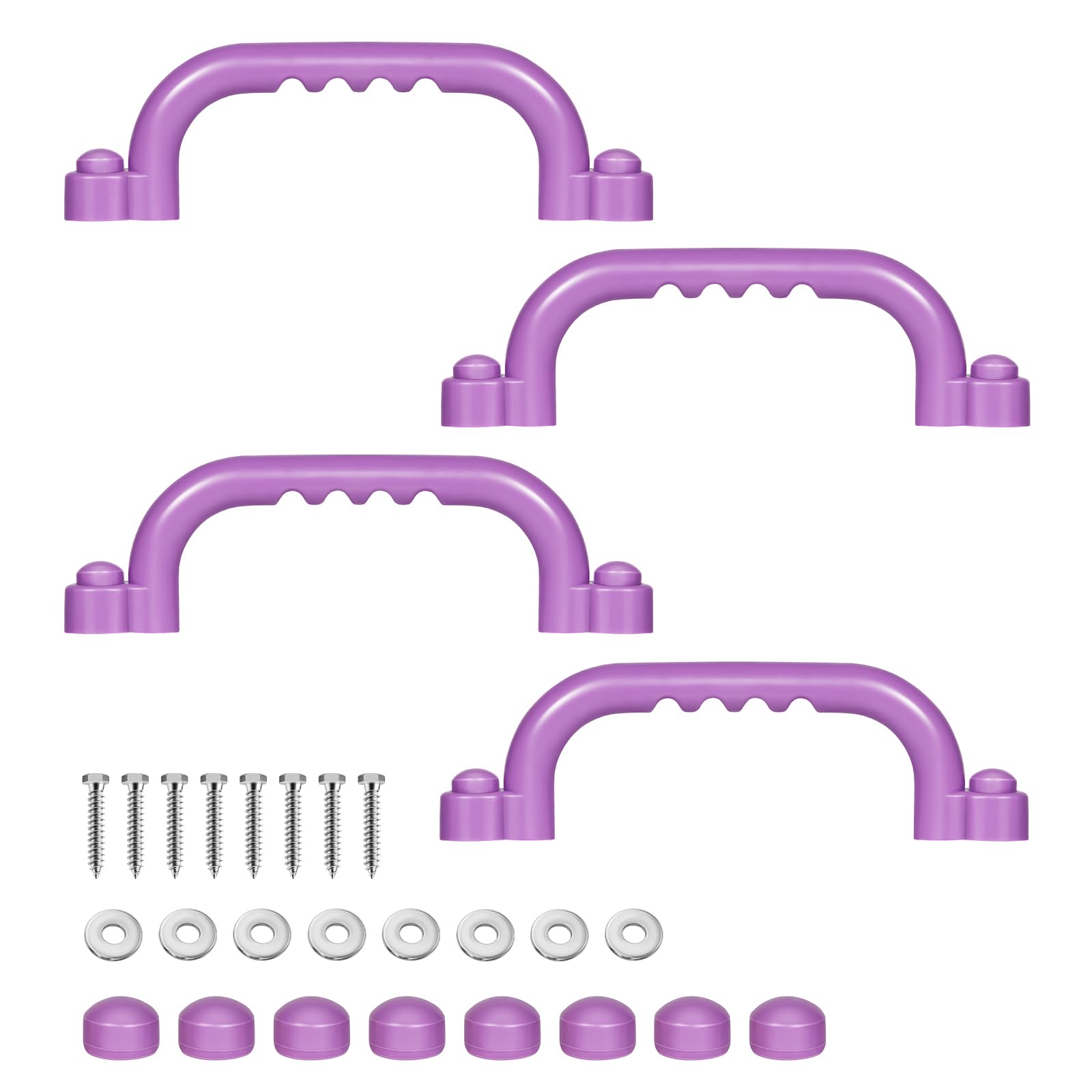 TOPNEW 4Pcs Kids Playground Safety Handles -Swing Set & Climbing Frame Hand Grips, Multi-Color Plastic Grab Bars for Outdoor Playhouse, Jungle Gym, Climbing Frame (Purple)