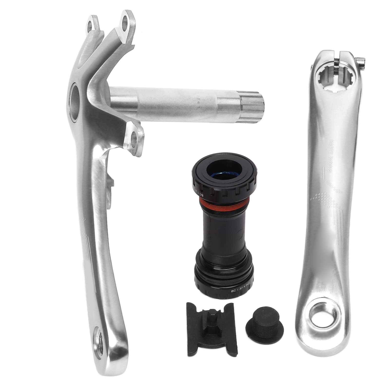 Ramię korbowe, lekki stop aluminium, anodowane wykończenie, kuty łuk, BCD 130 mm, do rowerów wyścigowych, składanych (srebrny)