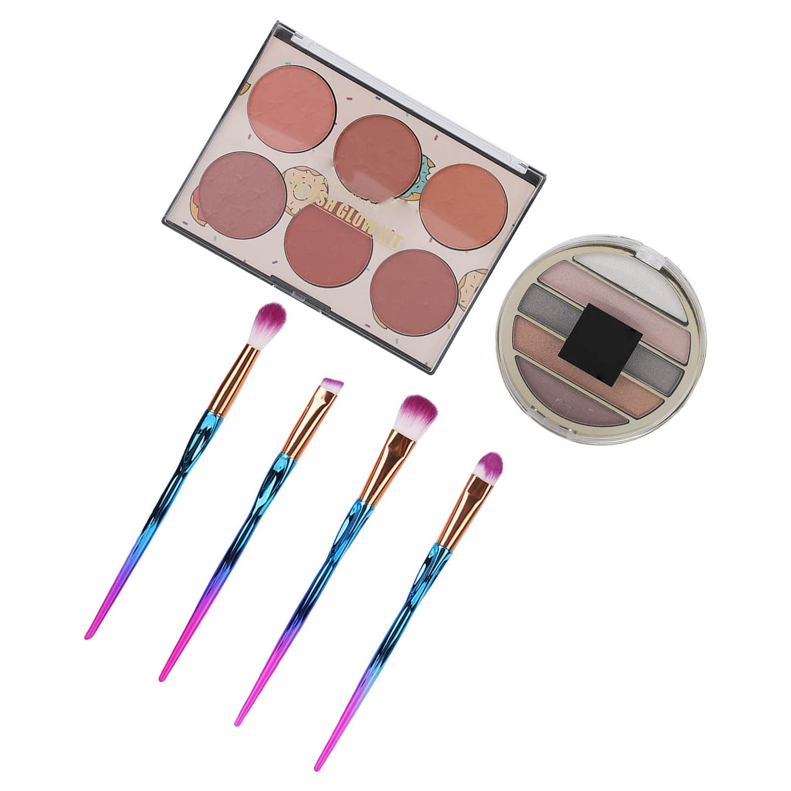 6 colori fard in polvere per il viso 5 colori palette di ombretti waterproof set pennelli per trucco per donne ragazze per trucco quotidiano e applicazione professionale polvere