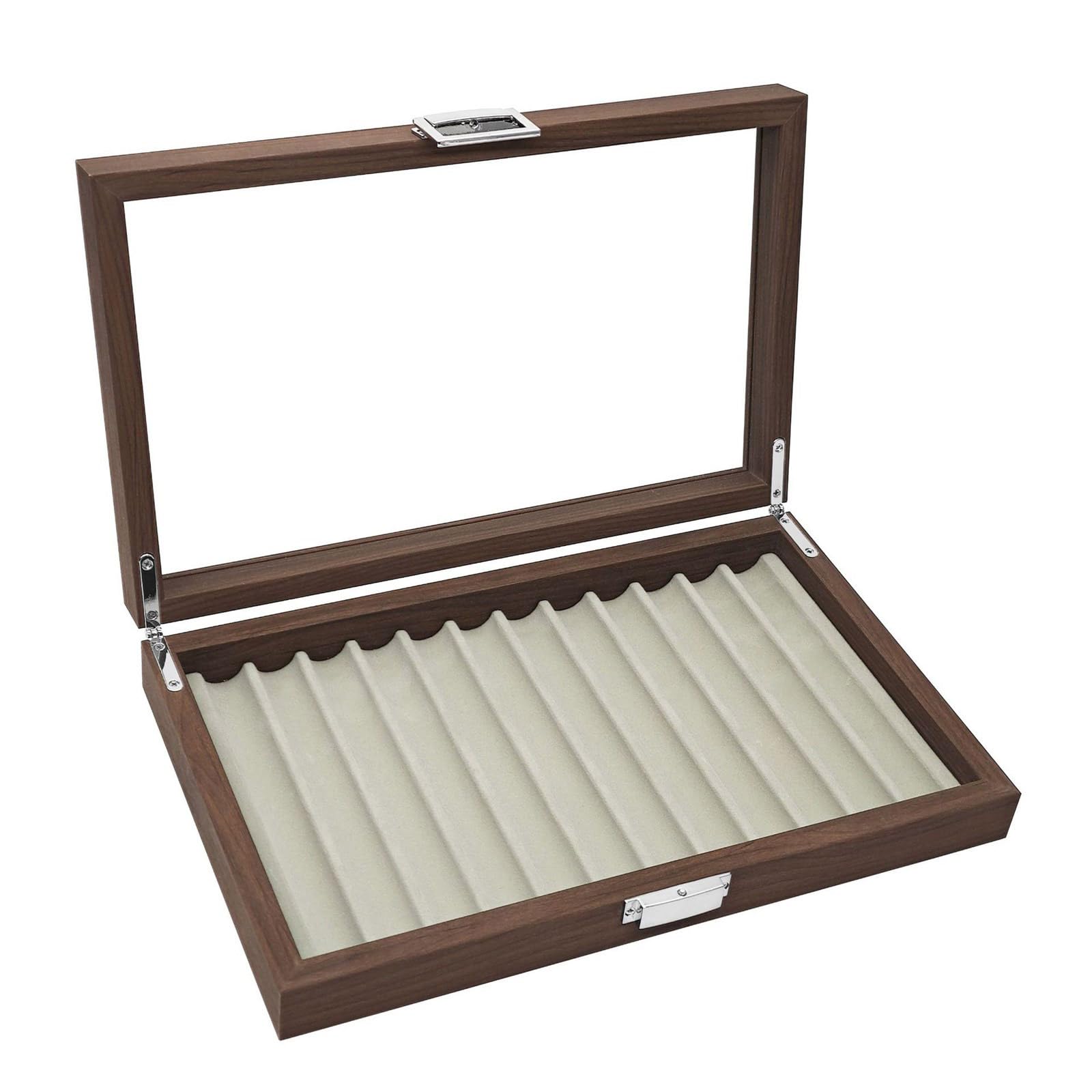 CRFFZ Wooden Fountain Pen Storage Box 12 Slot Fountain Pen Display Tray Pens Organiser Case for Home Desk Accessory Collector Display Tray