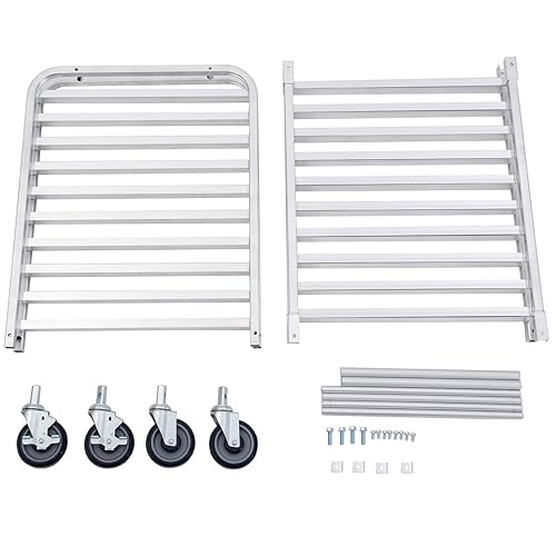 Miniatura 15 de Giantex Estante de aluminio para panadería de 10 niveles, bandeja para bollos de cocina comercial, carrito móvil para panaderos con estantes