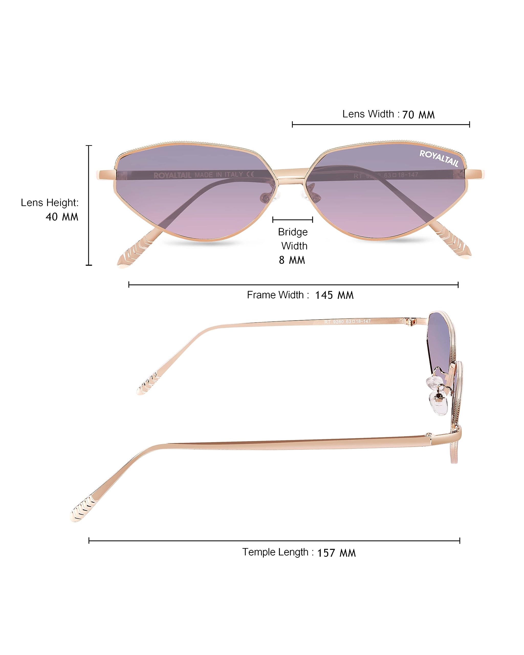 Royaltail Gafas de sol unisex con forma de ojo de gato 100% anti-UV para hombre y mujer | Protección, seguridad, fiestas, estilo y más
