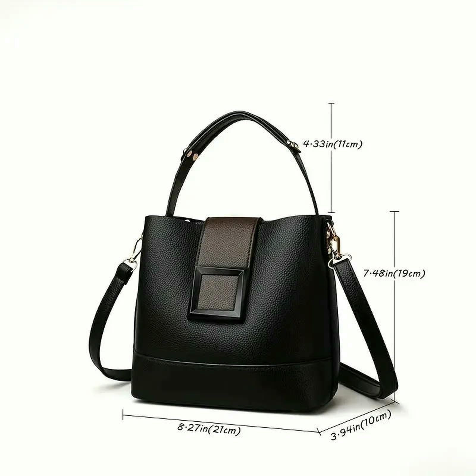 Borse Borsa A Secchiello Elegante in Pelle Pu da Donna - Mano Tinta Unita con Fibbia, Tracolla Convertibile E Tracolla-Rosso