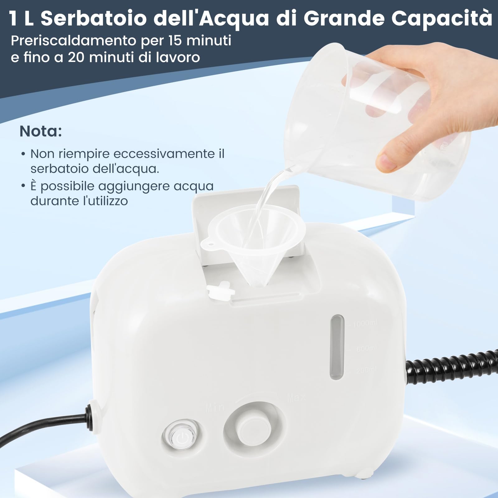 RELAX4LIFE Pulitore a Vapore Portatile 1600W, Macchina per Pulizia a Vapore con Serbatoio da 1L, Pressione 3 Bar, Tempo Riscaldamento 10s, Accessori Completi, per Cucina, Soggiorno, Auto (BIANCO)