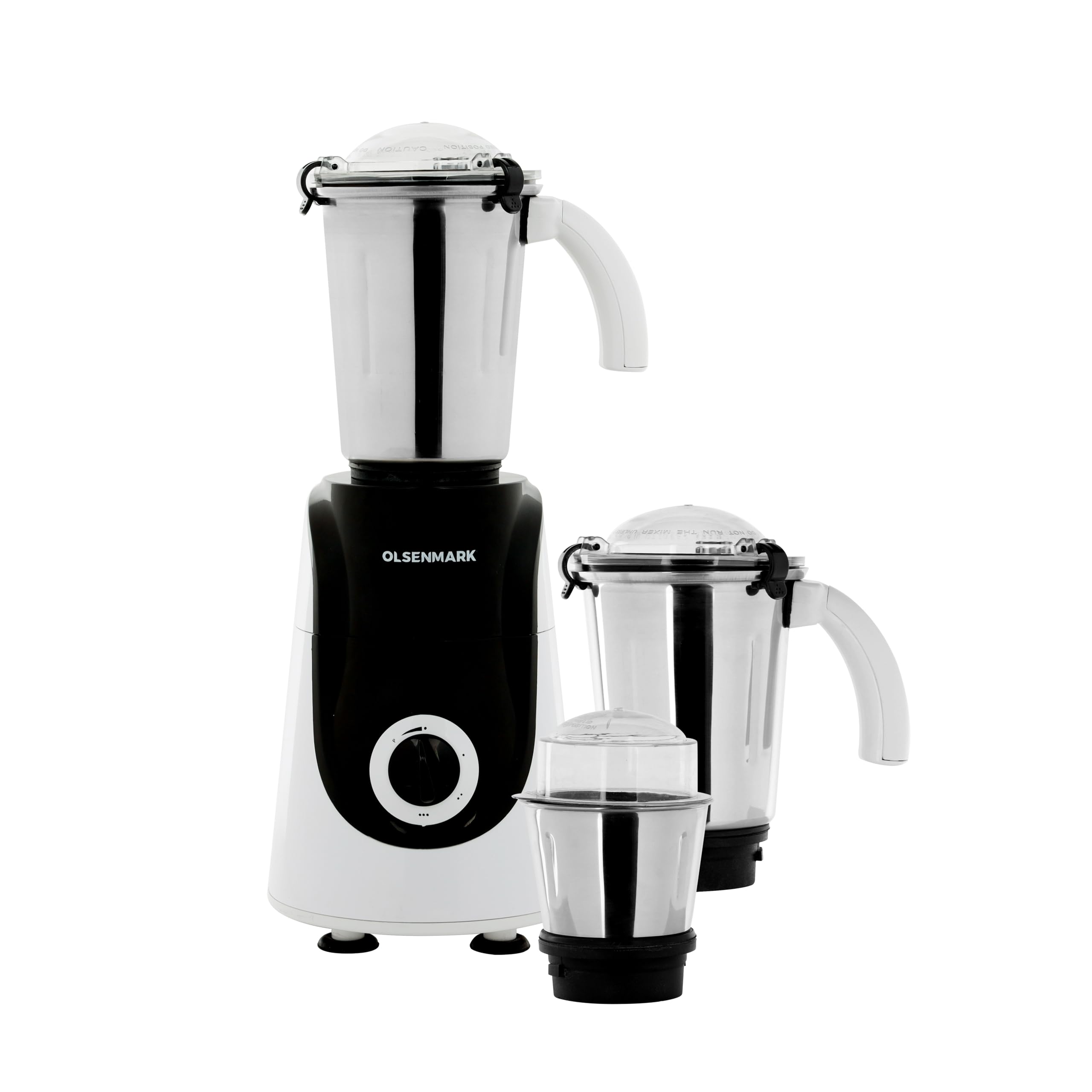 Olsenmark Omsb2144 Mixer Grinder, 3 In 1, 550W Water Resistance Copper Motor 3 Stainless Steel Jar 3 Speed Operation Overheat Protection Stainless Steel Blades Polycarbonate Jar Caps, Multi Color