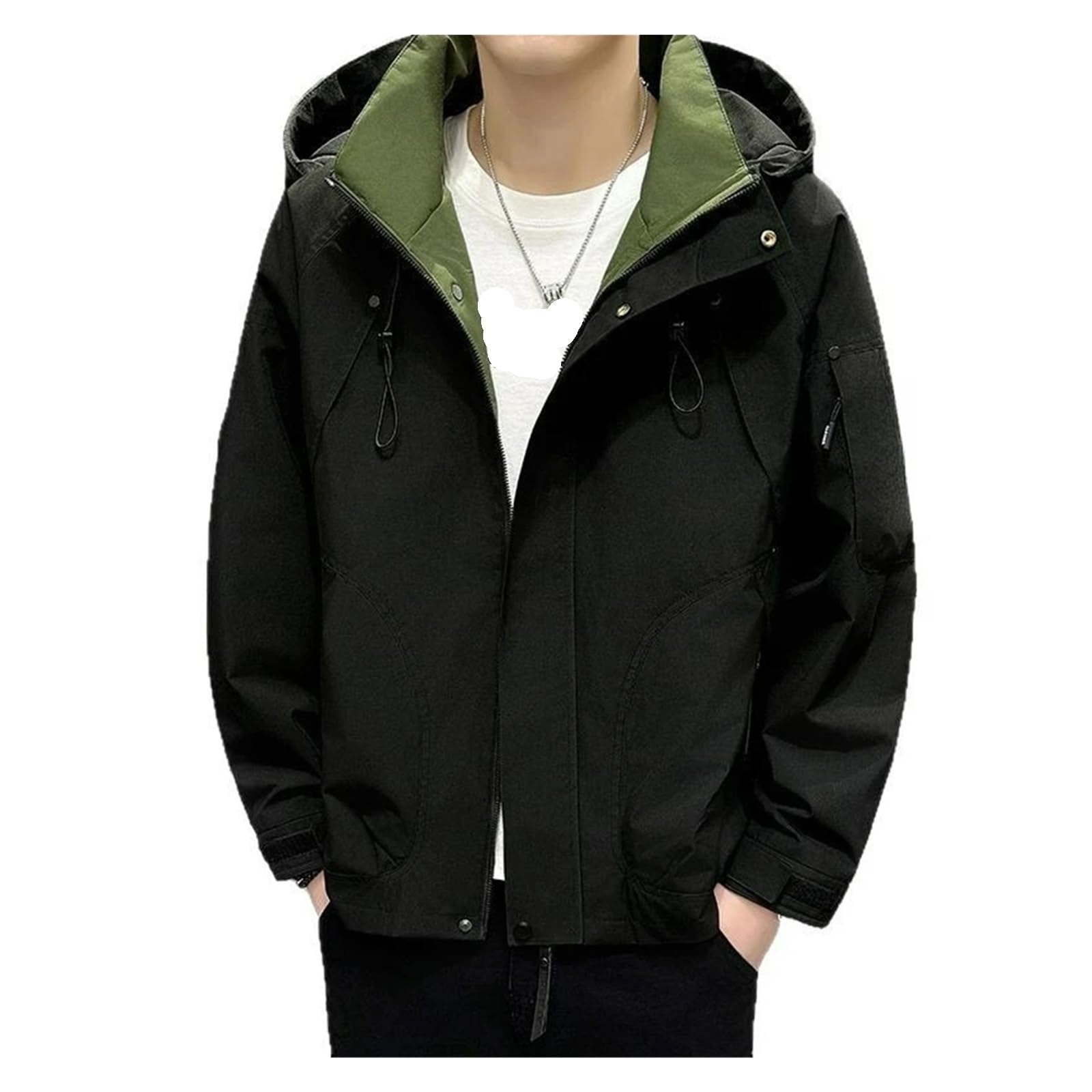 Chaqueta impermeable for hombre, informal, con capucha, for acampar, pescar al aire libre, resistente viento, for montañismo y asalto Para Hombre