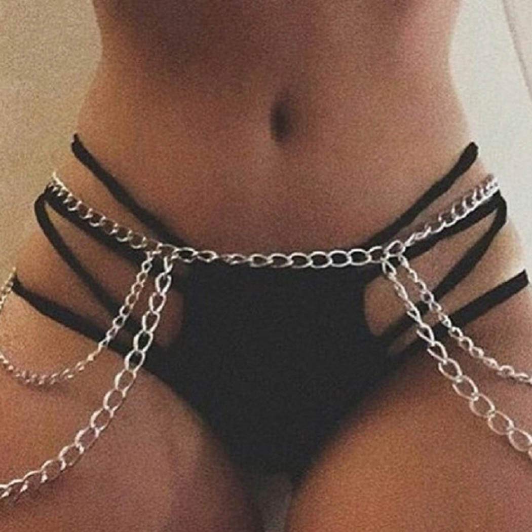 COSYDAYSPunk Harness Belly Chain Gold Beach Body Chain Summer Chain Bikini Waist Sexy Party Body Chain Jewelry for Women and Girls