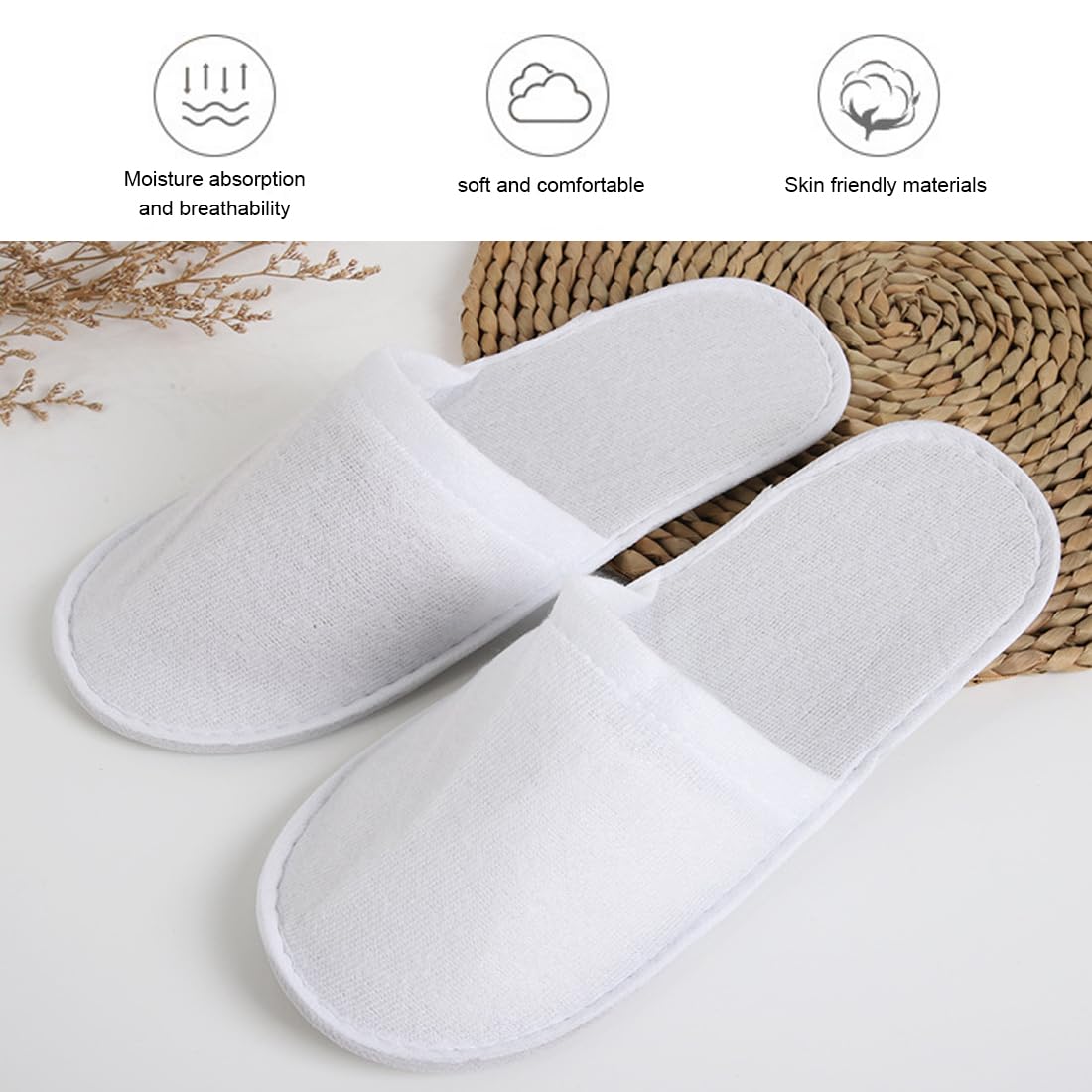 2 coppie Pantofole antiscivolo usa e getta ciabatte chiuse ciabatte usa e getta hotel spa casa viaggio taglia unisex