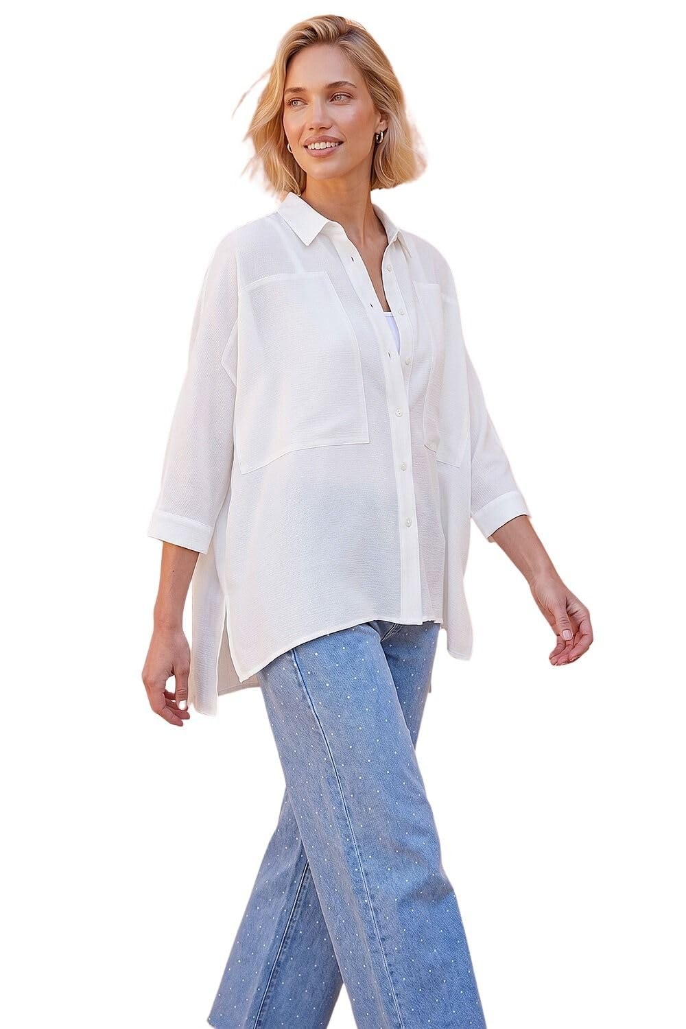 Roman Relaxed Smart Stretch Shirt - White