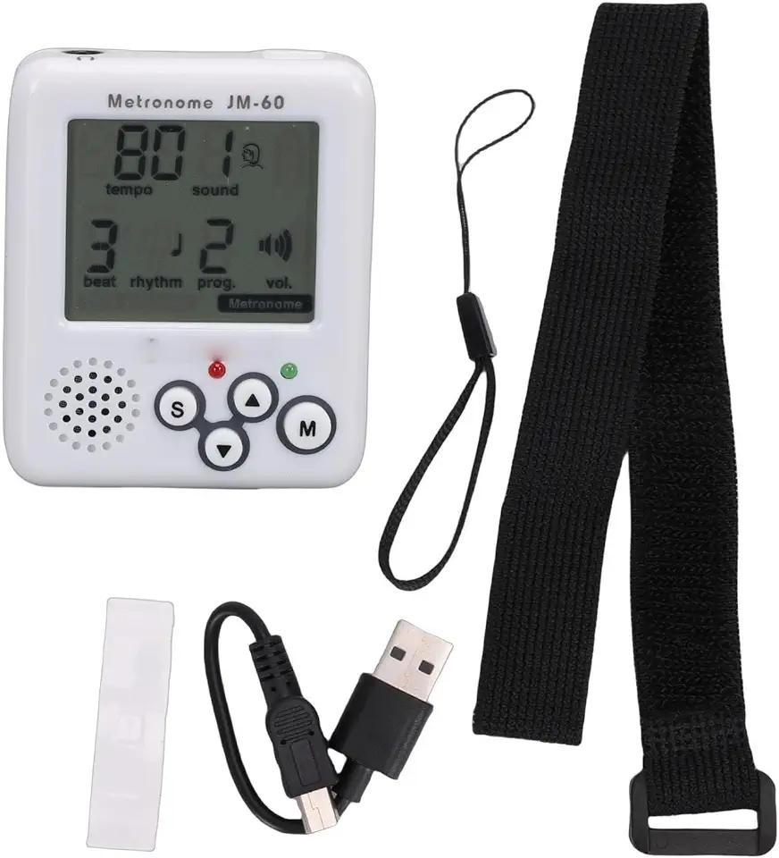 RiToEasysports Metrônomo Digital, Mini Tela Lcd, Clipes Portáteis Recarregáveis ​​em Metrônomo Com 12 Tons e 5 Tons, para Guitarra, Piano, Violino e Tambor
