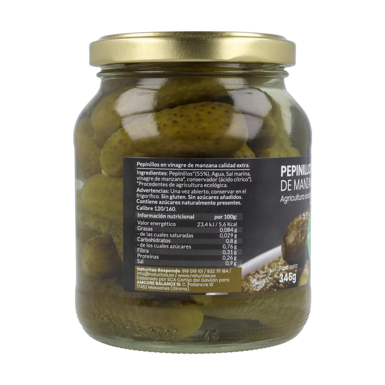 Naturitas Essentials Pepinillos sin azúcar con vinagre de manzana 345g