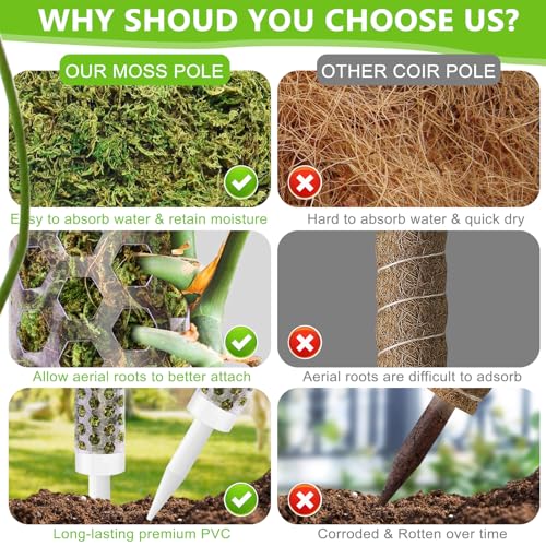 Fabulas 55 Inch Moss Pole Set Of 4-17 Inch Plastic Moss Pole For Plants Monstera thumb #4