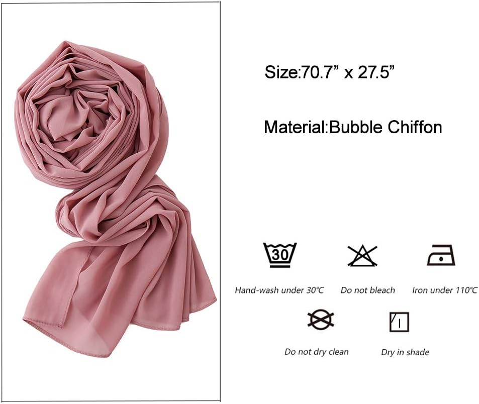 Yeieeo Chiffon Head Wraps for Women - Solid Color Fashion Bubble Chiffon Scarf Hijab - Image 5