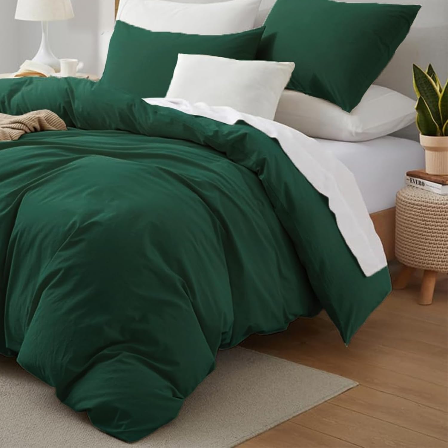 Gezu Katoenen beddengoed, 220 x 200 cm, groen, olijfgroen, grijs, 3-delig, effen, esthetisch, tweepersoonsbed, zacht katoenen beddengoed, omkeerbaar dekbedovertrek 200 x 220 cm en 2 kussenslopen 80 x Gezu Katoenen beddengoed, 220 x 200 cm, groen, olijfgroen, grijs, 3-delig, effen, esthetisch, tweepersoonsbed, zacht katoenen beddengoed, omkeerbaar dekbedovertrek 200 x 220 cm en 2 kussenslopen 80 x