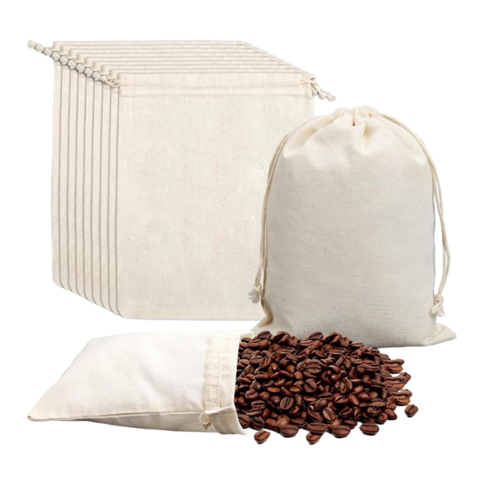 Lot de 50 sacs en coton avec cordon de serrage - Sacs en jute à remplir - Petits sacs en tissu à peindre - Sacs cadeaux réutilisables - Pour bijoux, mariage (9 x 12 cm)
