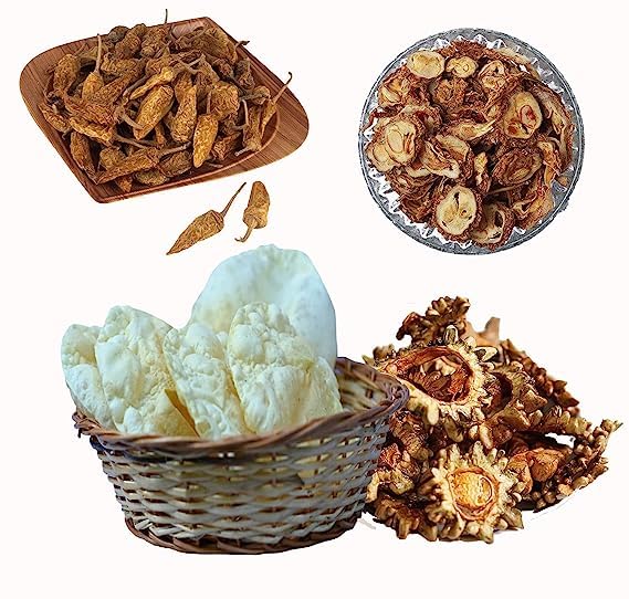 Spicado Traders Ready to Fry Kerala Items - Homemade Pappadam (Papads) - 100gm, Sun Dried Bitter Gourd (Pavakka Kondattam) - 100gm, Curd dip Sun Dried Chilli (Thayyir Mulaku) - 100gm (B0CCDQ7KS4) Amazon Price History, Amazon Price Tracker