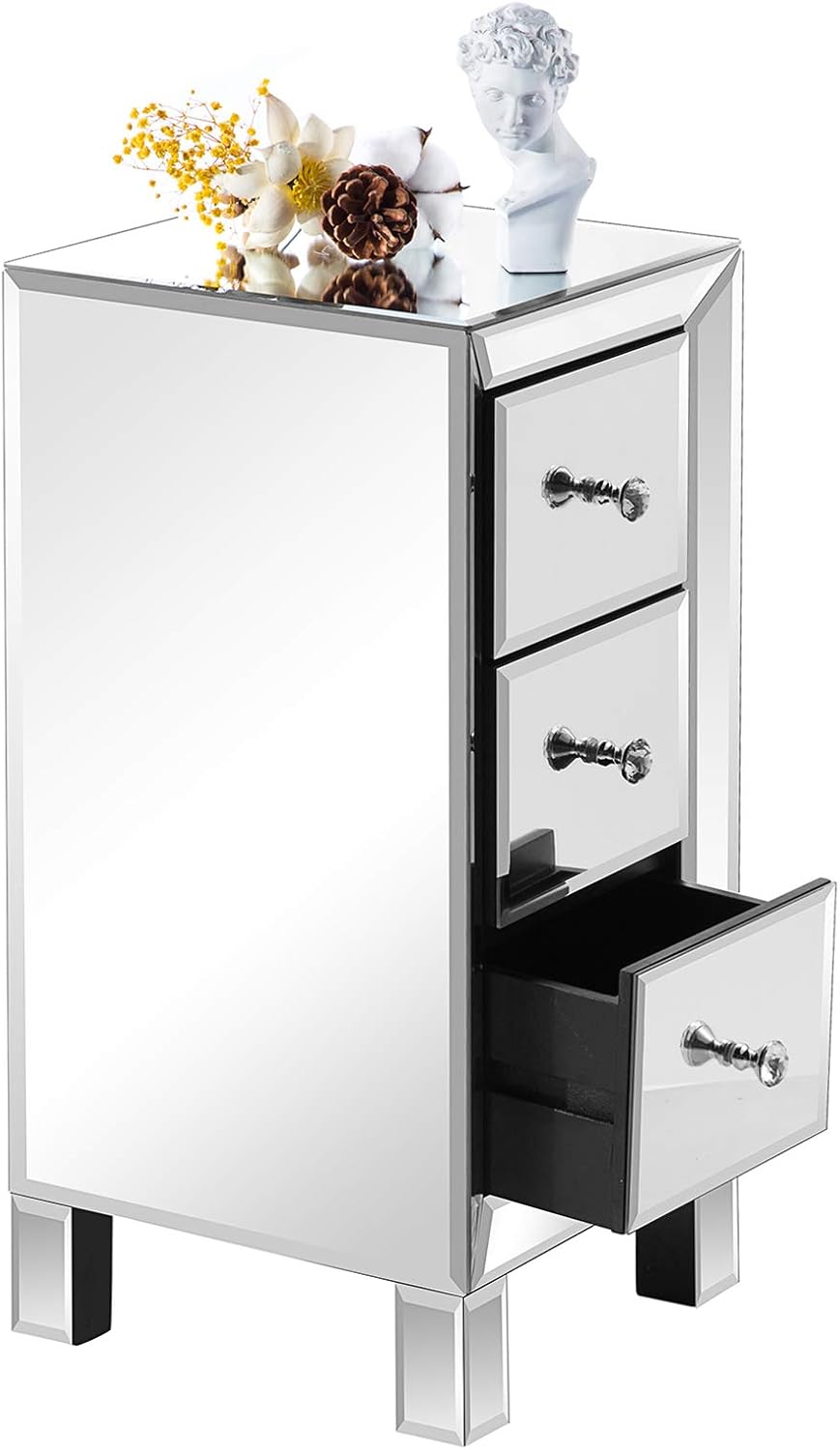 Bonnlo mirrored nightstand styled in bedroom mirrored nightstand