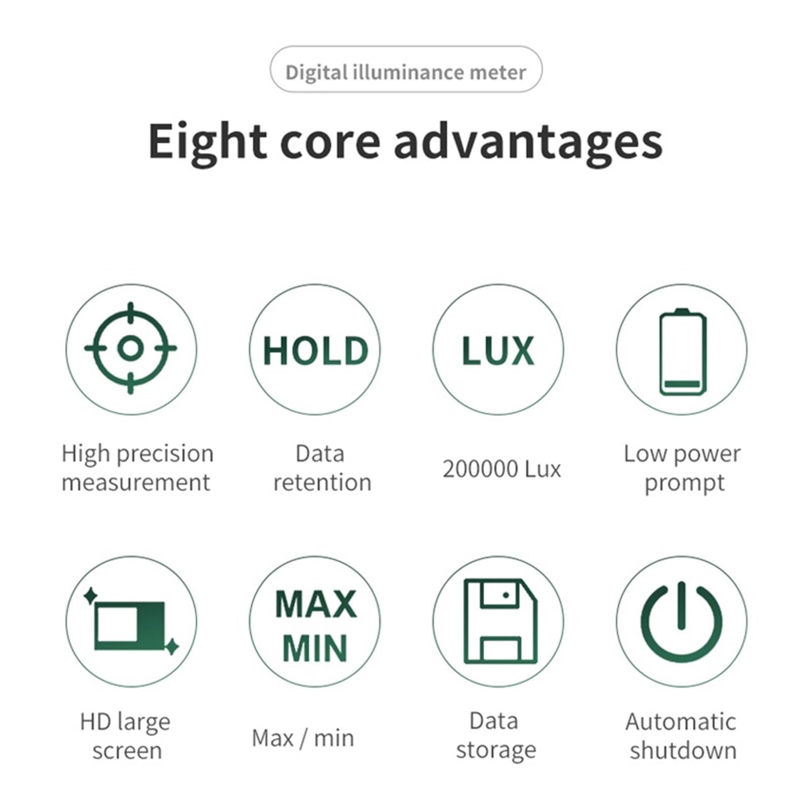 Luminómetro Digital 2 En 1, Fotómetro, Medidor De Lúmenes Luminosidad, Sensor 0-200000 Lux con Rango Automático Frecuencia Muestreo Veces/Segundo Medición Precisa Luz
