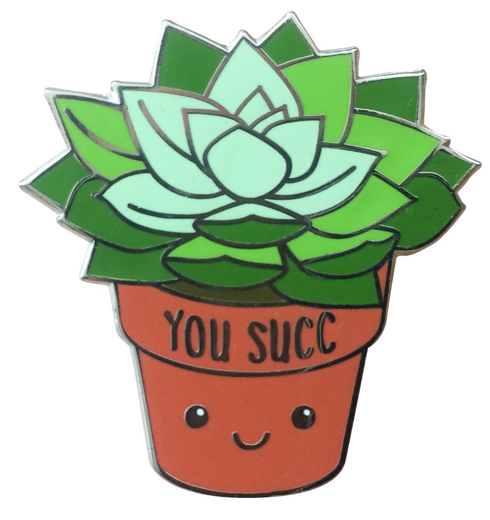 Tiny Bee Cards"You Succ" Funny Succulent Hard Enamel Lapel Pin