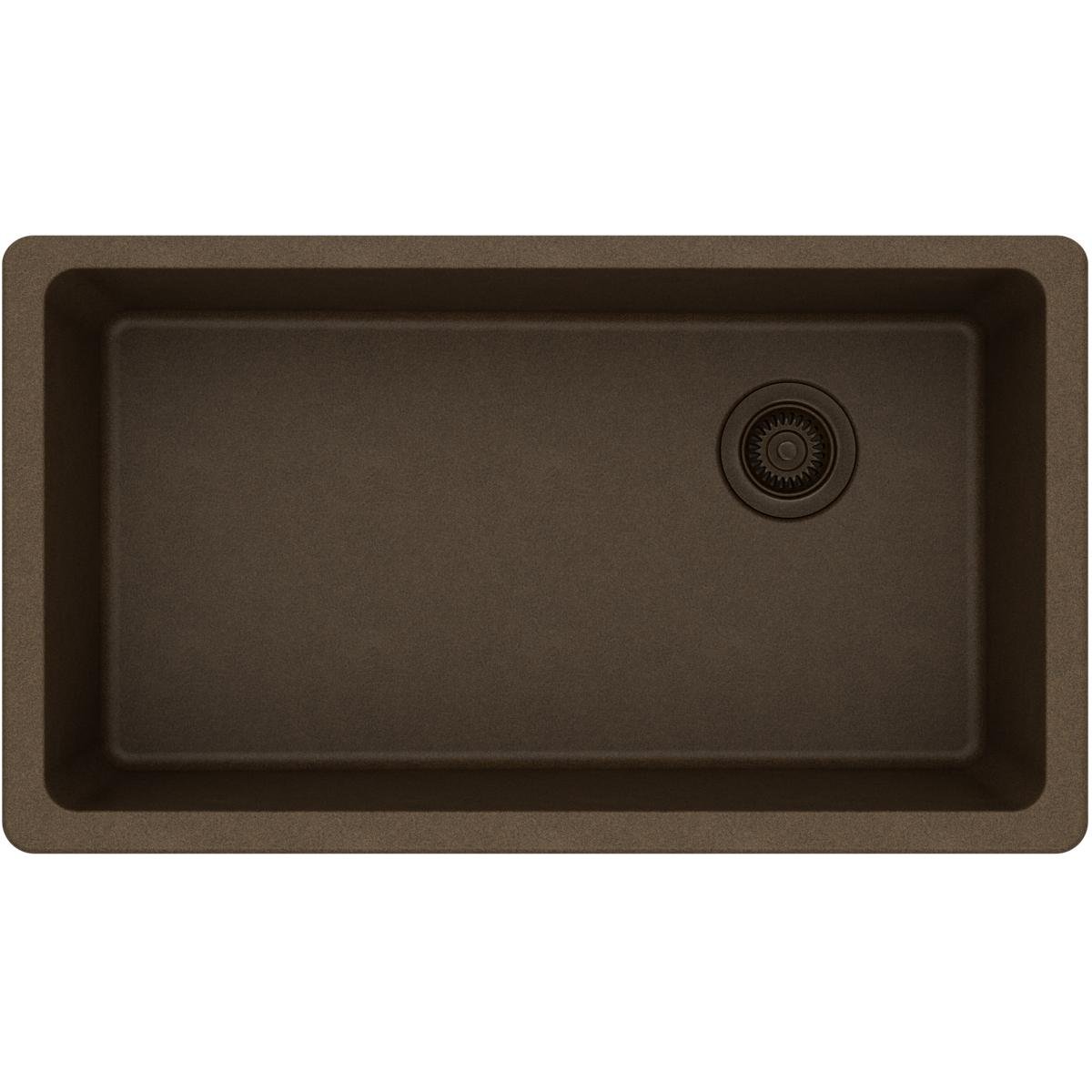 ElkayELGU13322MC0 Quartz Classic Single Bowl Undermount Sink, Mocha