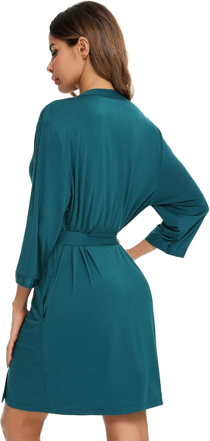 [FIDEMM] 女性用モーダルパジャマ着物ドレッシングガウン3/4スリーブバスローブサウナローブソフトパジャマ