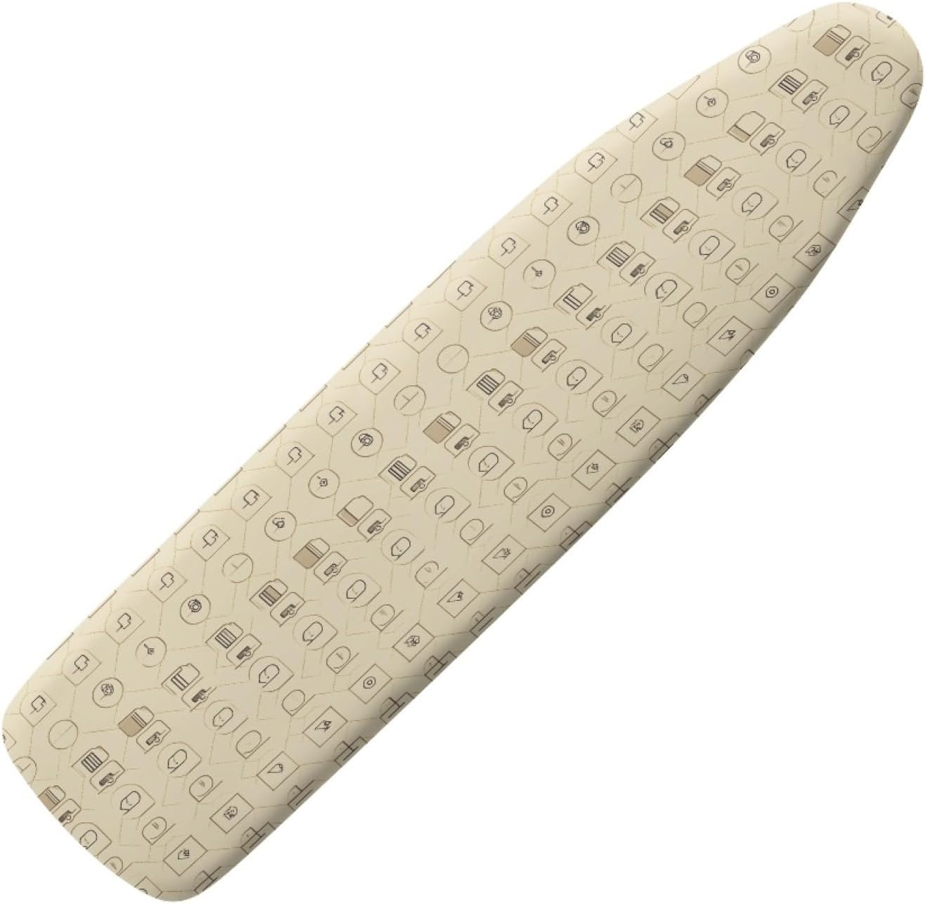 Large Ironing Board Cover and Pad 59x19 Beige Geometric Icons Iron Table Cover with Padding,Extra Wide,Resist Scorching and Staining,Heatproof,Adjustable Fastener Durable Stain