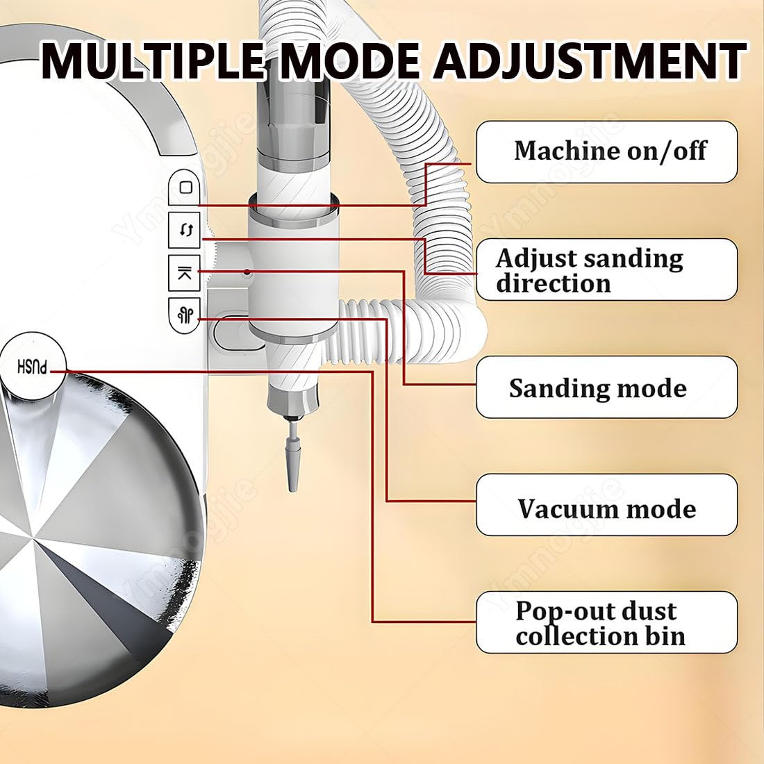 Taladro Eléctrico Uñas2 En 1con Aspirador Polvo,30000 Rpm Ajustable