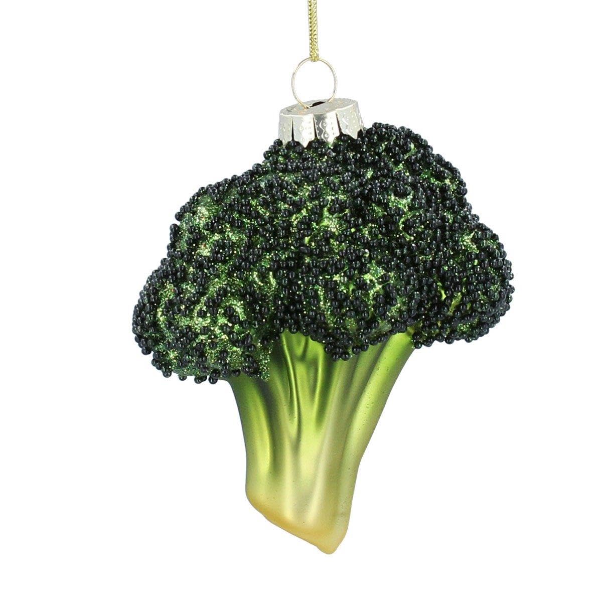 Gisela Graham Glass Broccoli Stem Hanging Decoration