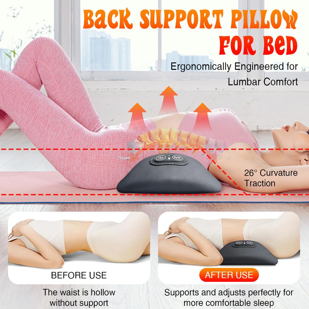3 In 1 RüCkenmassagegeräT, Rückenmassagegeräte mit Wärme, Vibration & Dehnung, Ergonomische Rückenstütze, Rückenmassagegerät mit intelligentem Steuerschalter für Unteren Rücken, Nacken