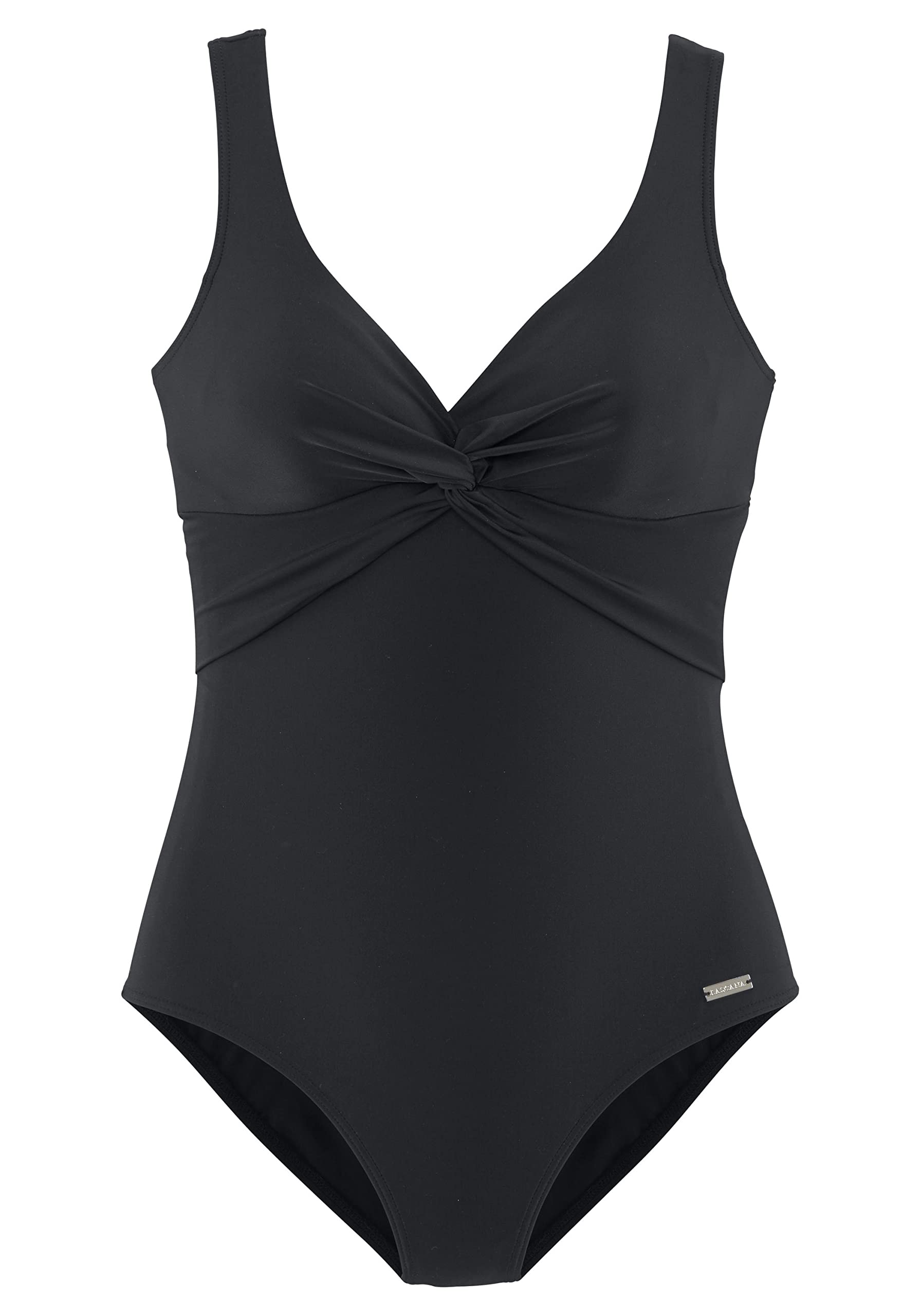 LASCANA Damen Shaping Badeanzug mit Knoten-Effekt in Schwarz, Größe 40B