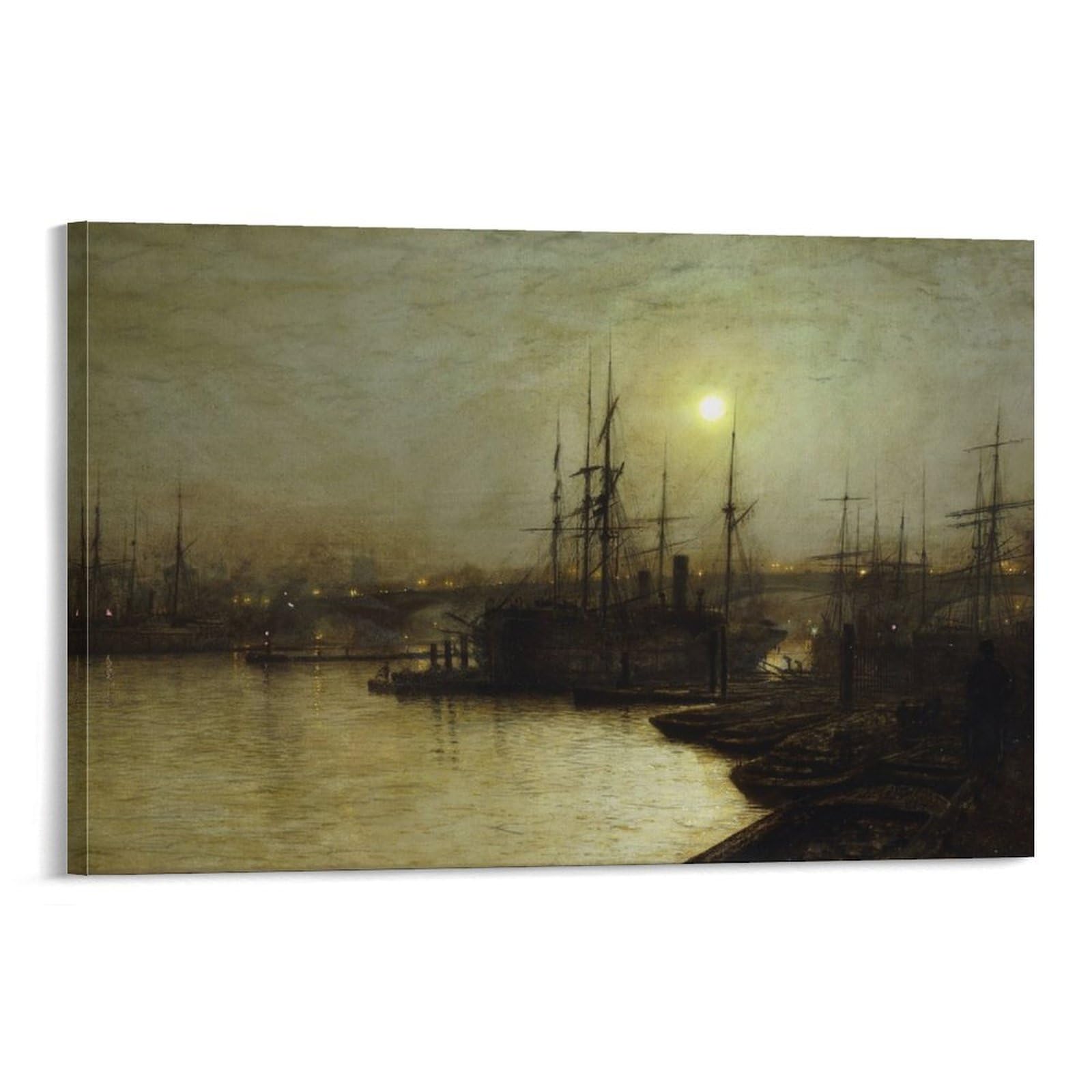 Night Toil, Billingsgate Wharf By John_Atkinson_Grimshaw Wall Art Prints Poster Wall Art Poster Scroll Canvas Painting Picture Living Room Decor Home 08x12inch(20x30cm)