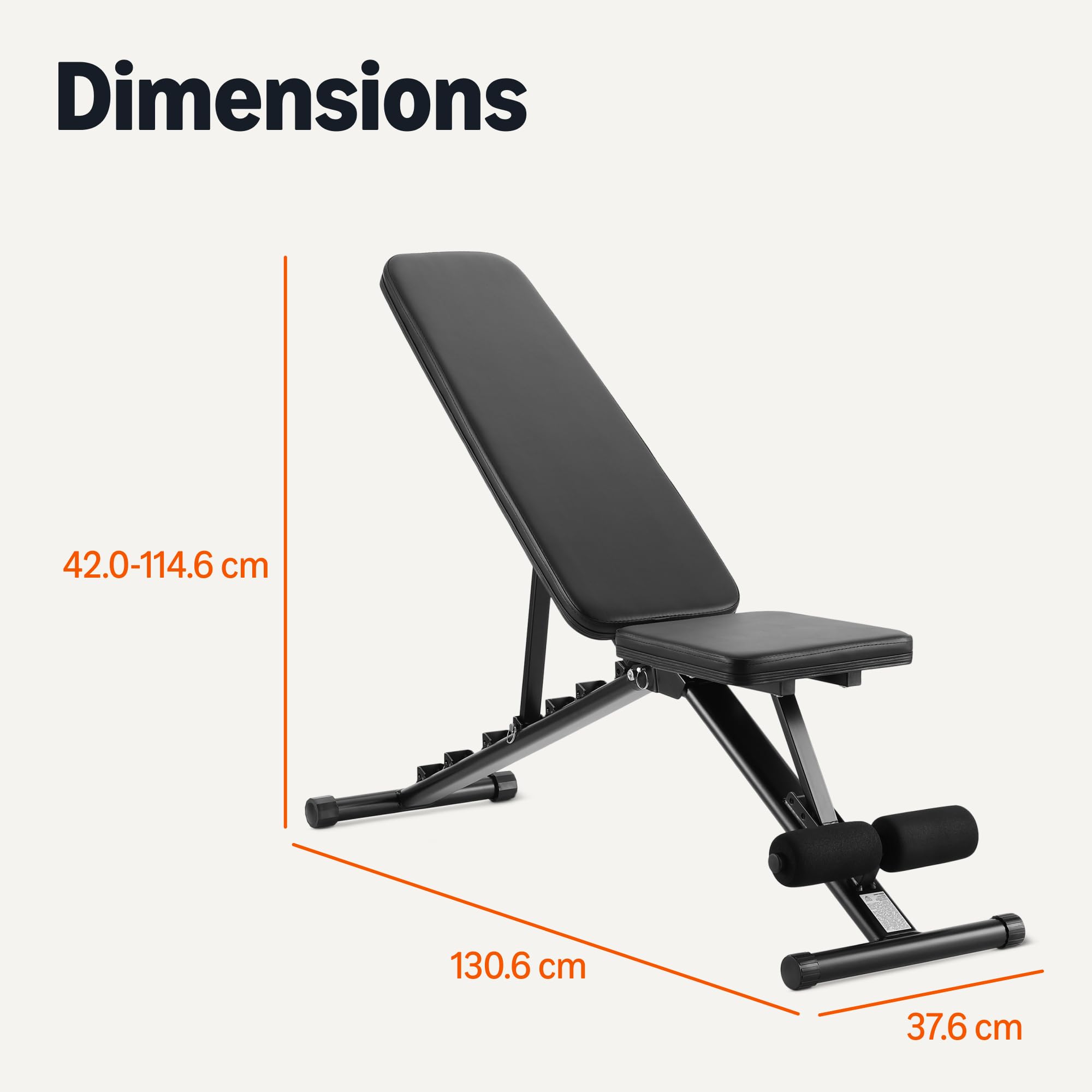 Amazon Basics Banc de musculation réglable et pliable pour salle de sport à domicile, Noir, 135 x 38 x 116 cm