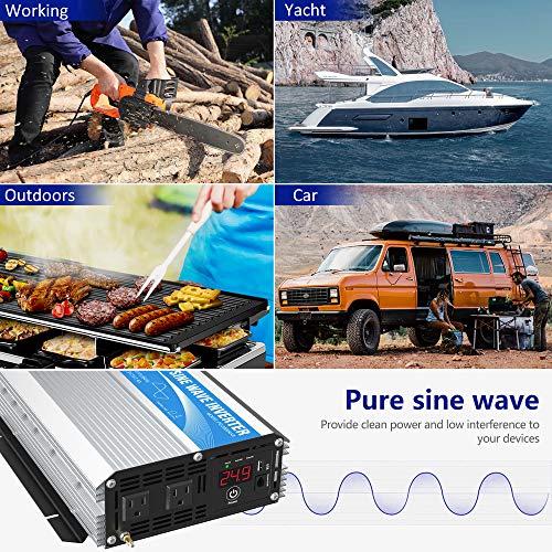 Giandel 24 Volt 2000W Pure Sine Wave Power Inverter Dc 24V To Ac120V With Dual Ac Outlets With Remote Control 2.4A Usb And Led Display #TOP5