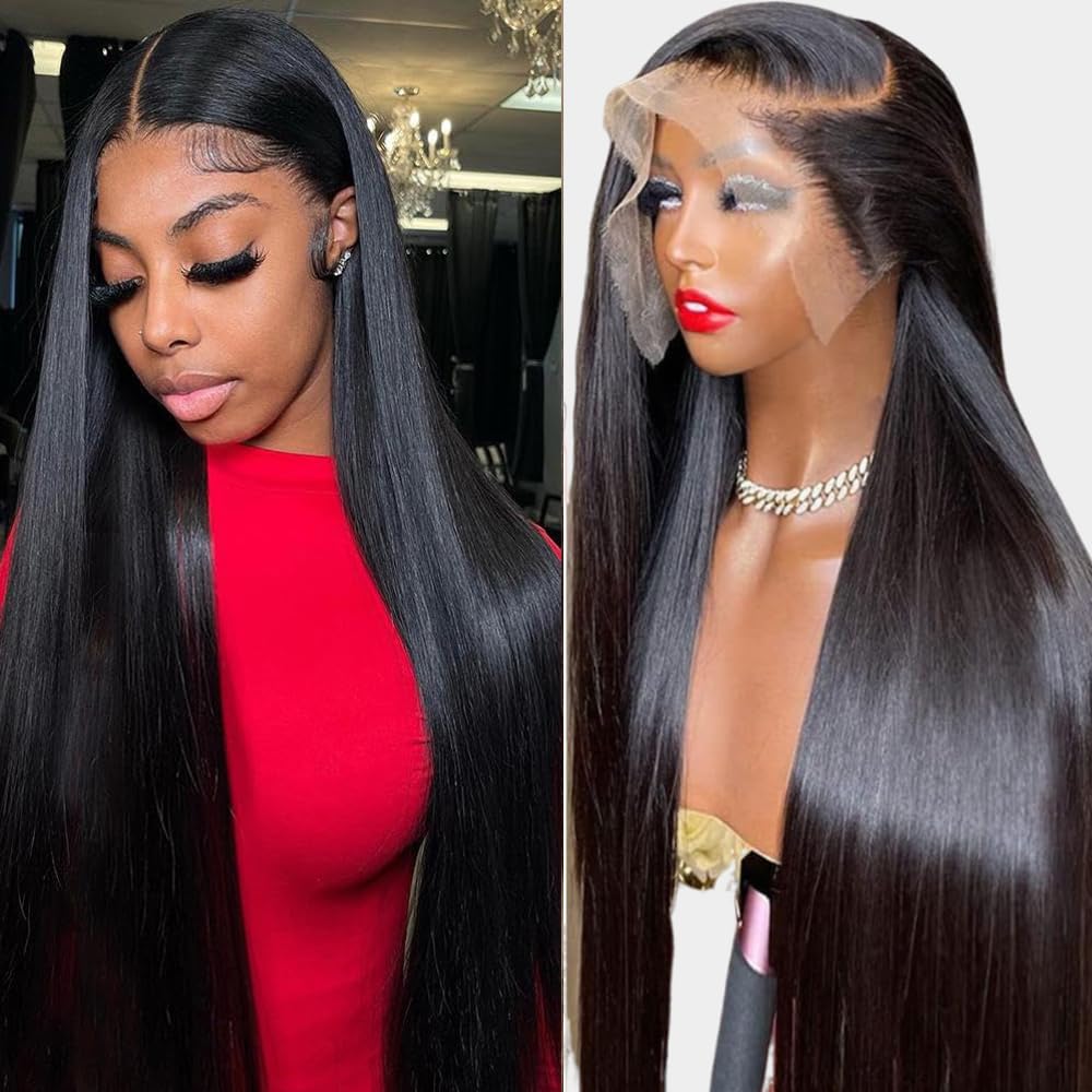 Lemoda 13x6 Straight Lace Front Wigs Human Hair 13x6 HD Transparent Lace Frontal Wig Pre Plucked 180 Density 15A Brazilian Virgin Glueless Human Hair Wigs for Women Natural Color 20 Inch