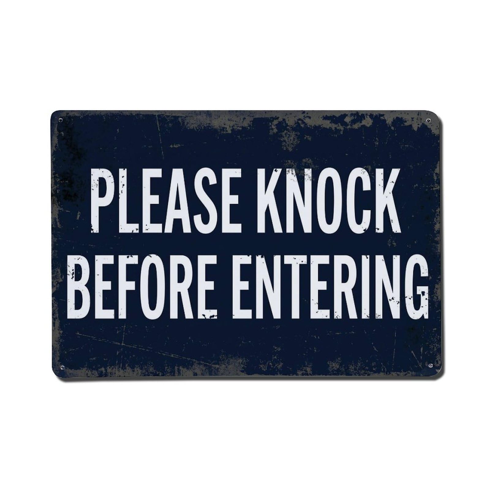 Vintage Text with Please Knock before Entering Metal Tin Sign