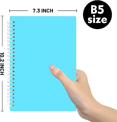 Miniatura 2 de Paquete de 4 cuadernos en espiral, cuaderno B5 de tapa dura de plástico grueso de 7.3 x 10.2 pulgadas, 0.197 x 0.197 in, 80 hojas para el trabajo,
