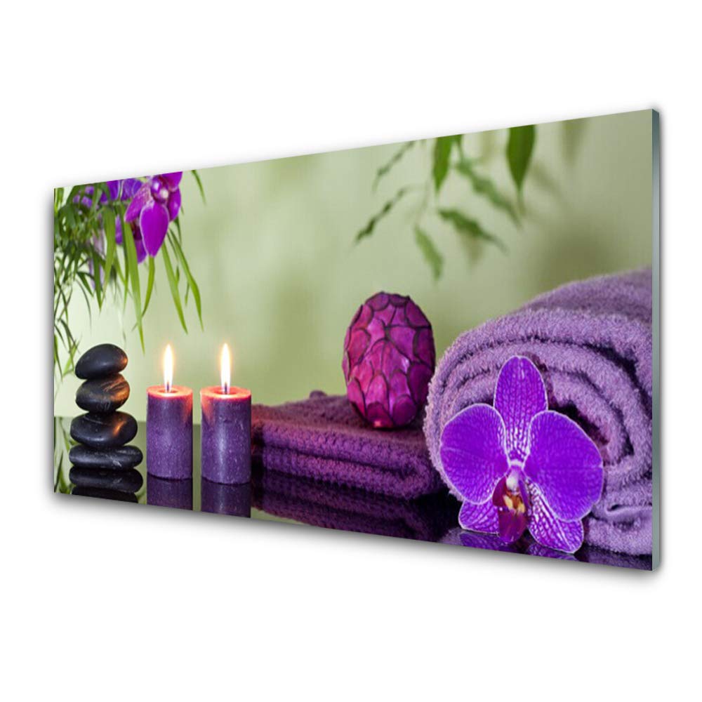 Tableau en verre trempé 100x50cm Tulup design pierres et bougie