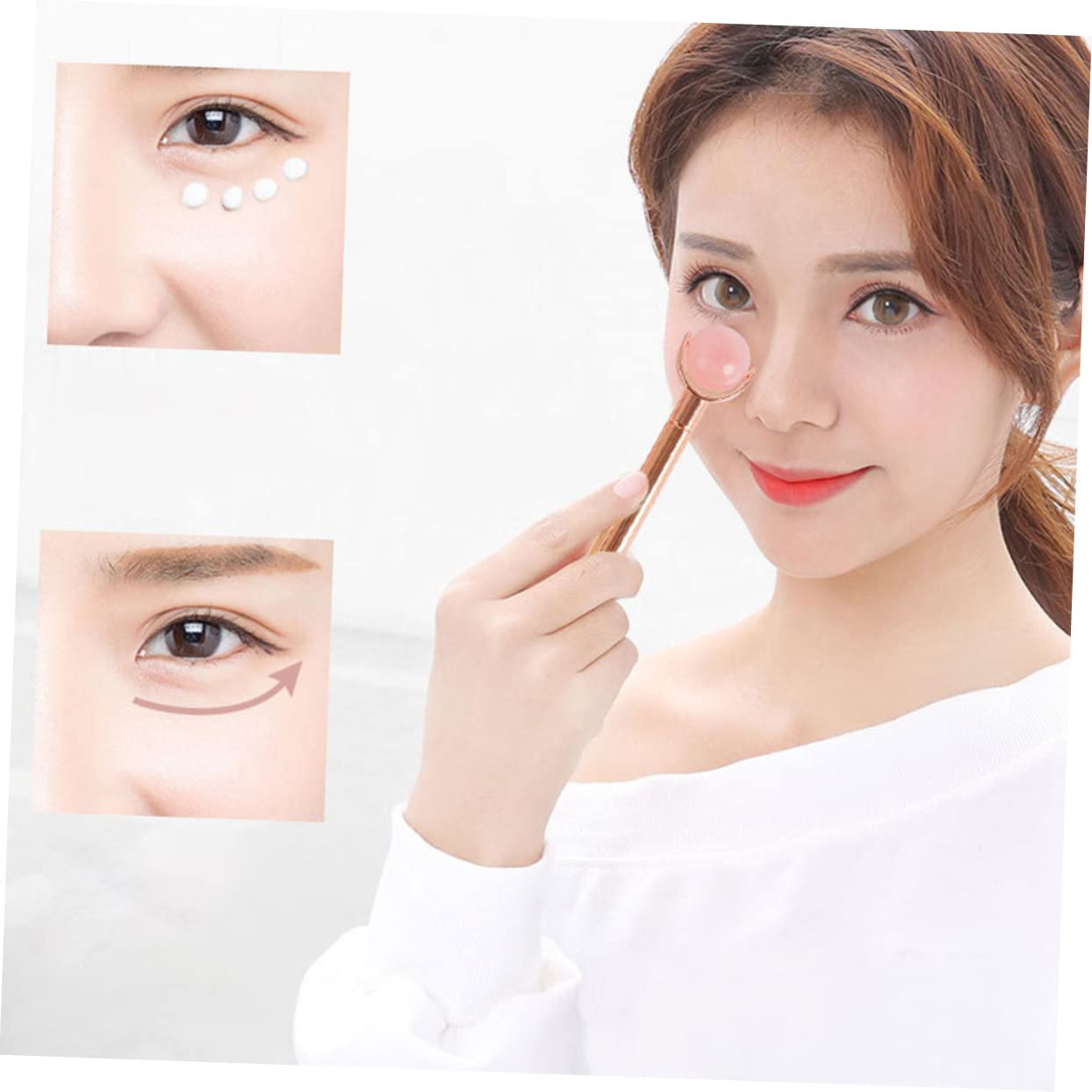 1set Jade Facial Massage Roller Natural Jade Rolling Massager for Eye Beauty Face Tool Neck and Back Massage for Home and Travel Spa Care