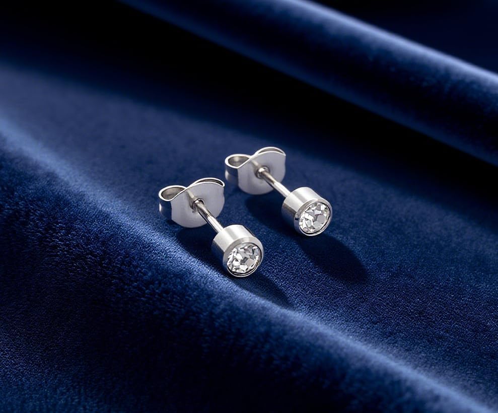 20 Pairs Ear Piercing Stud Earrings for Ear Piercing Guns, 4MM Surgical Stainless Steel Cubic Zirconia Stud Earring Set - Image 2