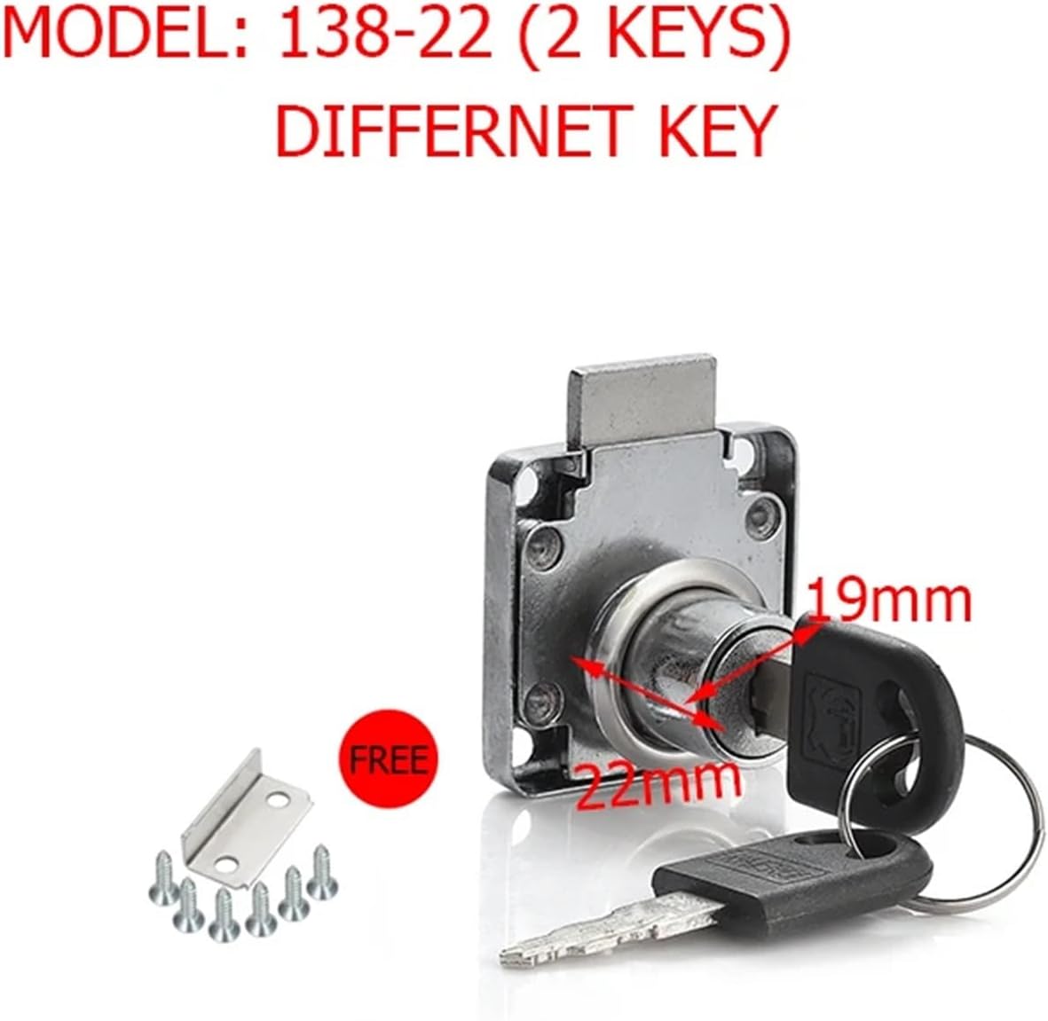 High-Grade Desk Drawer Lock Wardrobe Locks Cabinet Locks Furniture Cam Locks 1Pcs(Zinc 138-22)