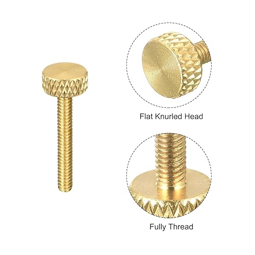 Miniatura 9 de uxcell 5 tornillos moleteados de latón, M3x16mm Flat Grip Bolt Perillas sujetadores para electrónicos, mecánicos