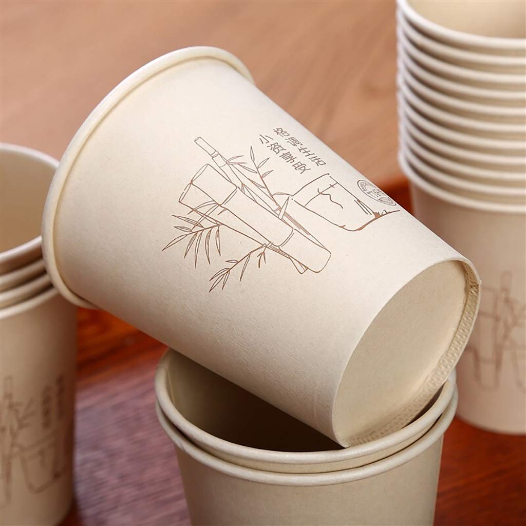 Amazon | Sgfccyl 使い捨て高級紙コップ、竹繊維ウッドカラーカップ