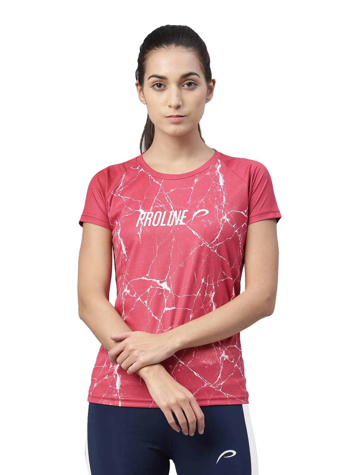 ProlineActive Polyester Black T-Shirt for Women (PA21943-Black)