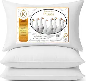 Kit 4 Travesseiro Eco Pluma Ganso Sintetica Macio Alto Grande 50x70 Branco Linha Hotelaria Confortavel