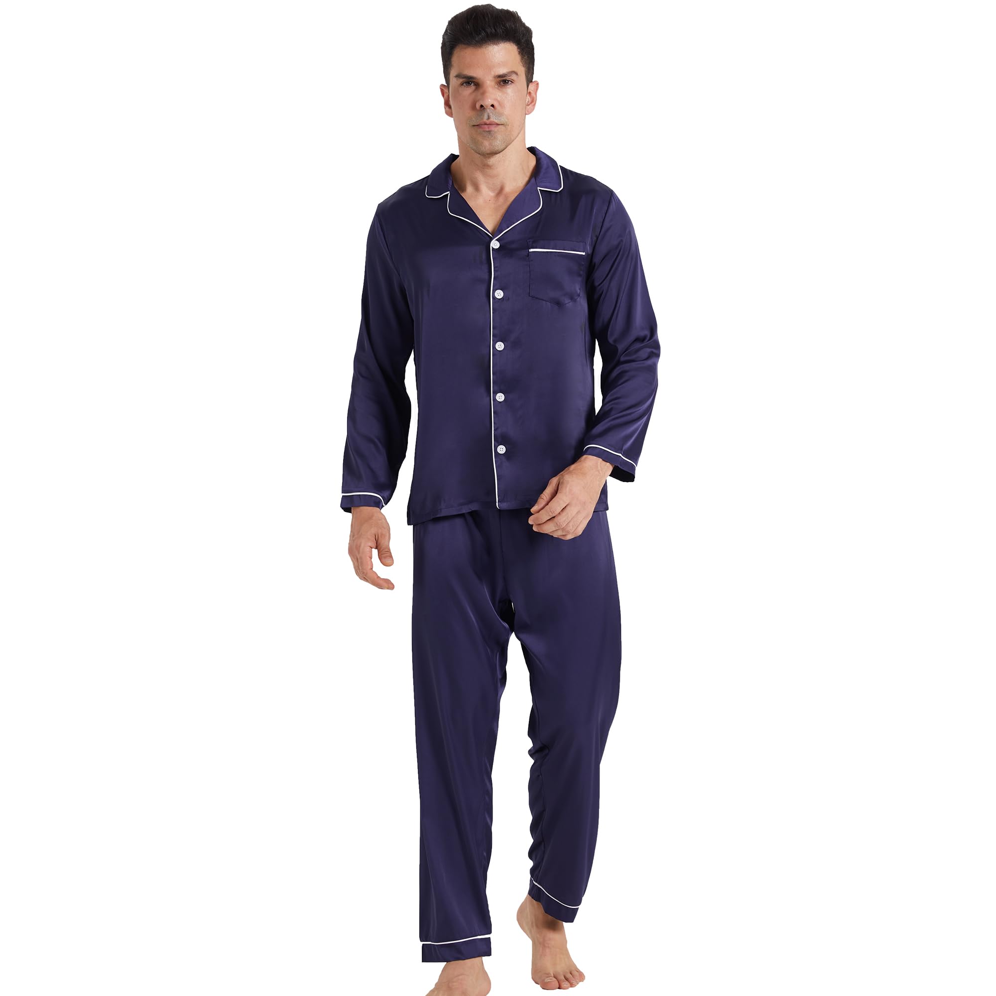 YUSHOW Pyjama Homme Hiver à Carreaux Coton Flanelle Ensembles De Pyjama Manches Longues Doux Vêtements De Nuit Haut Et Bas Loungewear, Rouge Noël, L