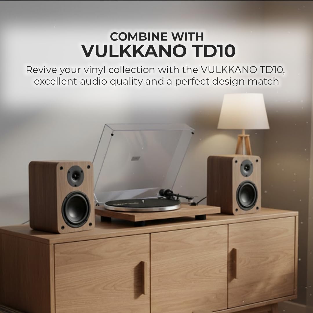VULKKANO A4 Arc Enceintes Monitoring Active avec Woofer 4", Bluetooth 5.0, HDMI Arc, Optique, RCA, USB, Sortie Subwoofer, Haut Parleur de PC au Design Élégant, Couleur Noire