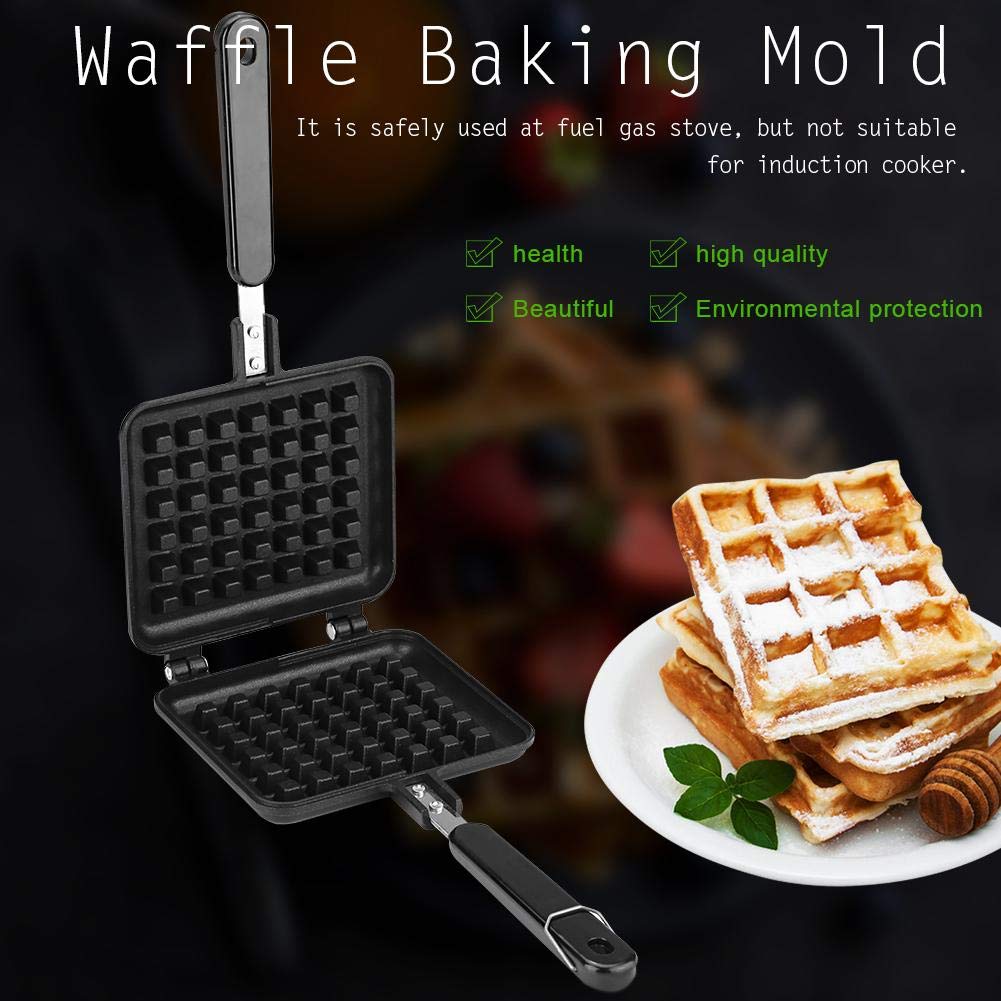 Gaufrier Belge Rotatif Pour Cuisinière à Gaz - Double Face Anti-adhésif - Idéal Pour Gaufres, Sandwiches Chauds - Design Compact