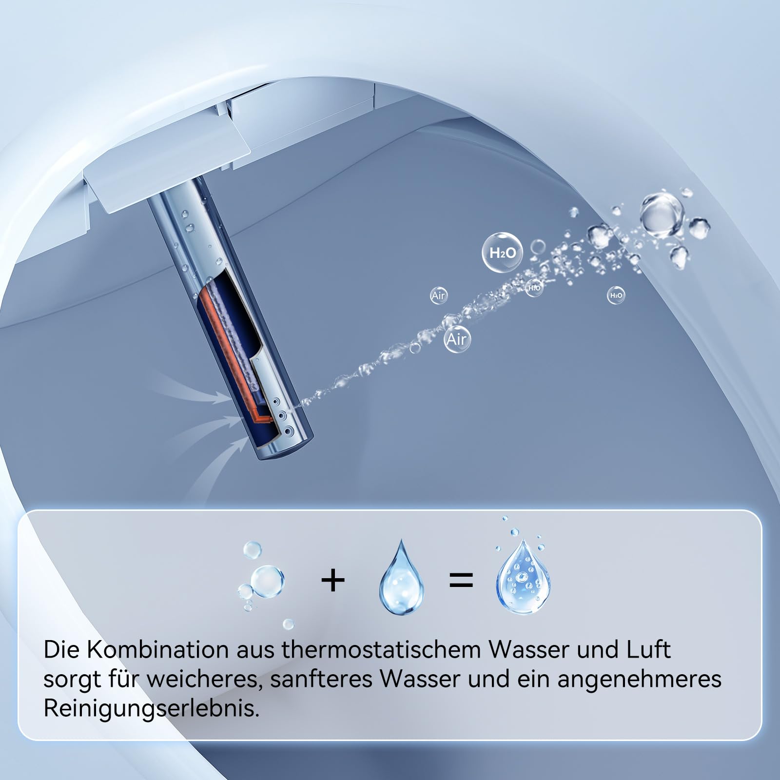 HOROW Elektrischer Bidet Sitz mit Seitentasten Dusch WC Aufsatz 50,5×37,5cm | Beheizter Bidet Sitz mit Selbstreinigende Düse, Frauenfreundlich, Desodorierung, Durchlauferhitzer, Hohe Kompatibilität